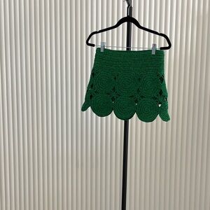 Simon Miller Green Crochet Mini Skirt